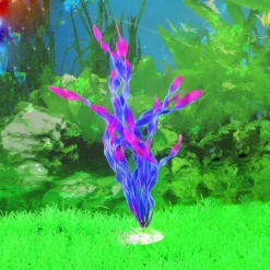 PIANTA 32 CM PIANTINA ARTIFICIALE PER ACQUARIO PIANTE FINTE PLASTICA COL. PURPLE