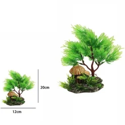 PIANTA PIANTINA ARTIFICIALE DECORATIVA ERBA PER ACQUARIO BONSAI VERDE 12X20 CM