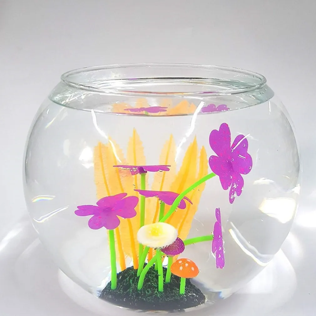 PIANTE FIORI COLORATI FLUORESCENTE 8X12CM EDEN_6594 ARTIFICIALI FINTE ACQUARIO