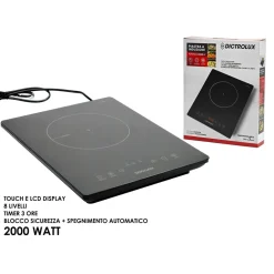 PIASTRA A INDUZIONE DISPLAY LCD TOUCH 8 LIVELLI POTENZA TEMPERATURA 2000W TIMER REGOLABILE