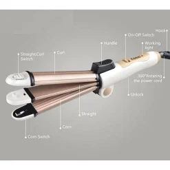 PIASTRA CERAMICA ARRICCIACAPELLI 3IN1 ACCONCIATURA RICCI MOSSI LISCI HAIRSTYLE