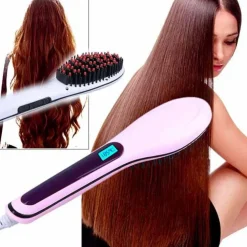 PIASTRA ELETTRICA IONICA LCD SNODA LISCIA CAPELLI SPAZZOLA TEMPERATURA HQT-906