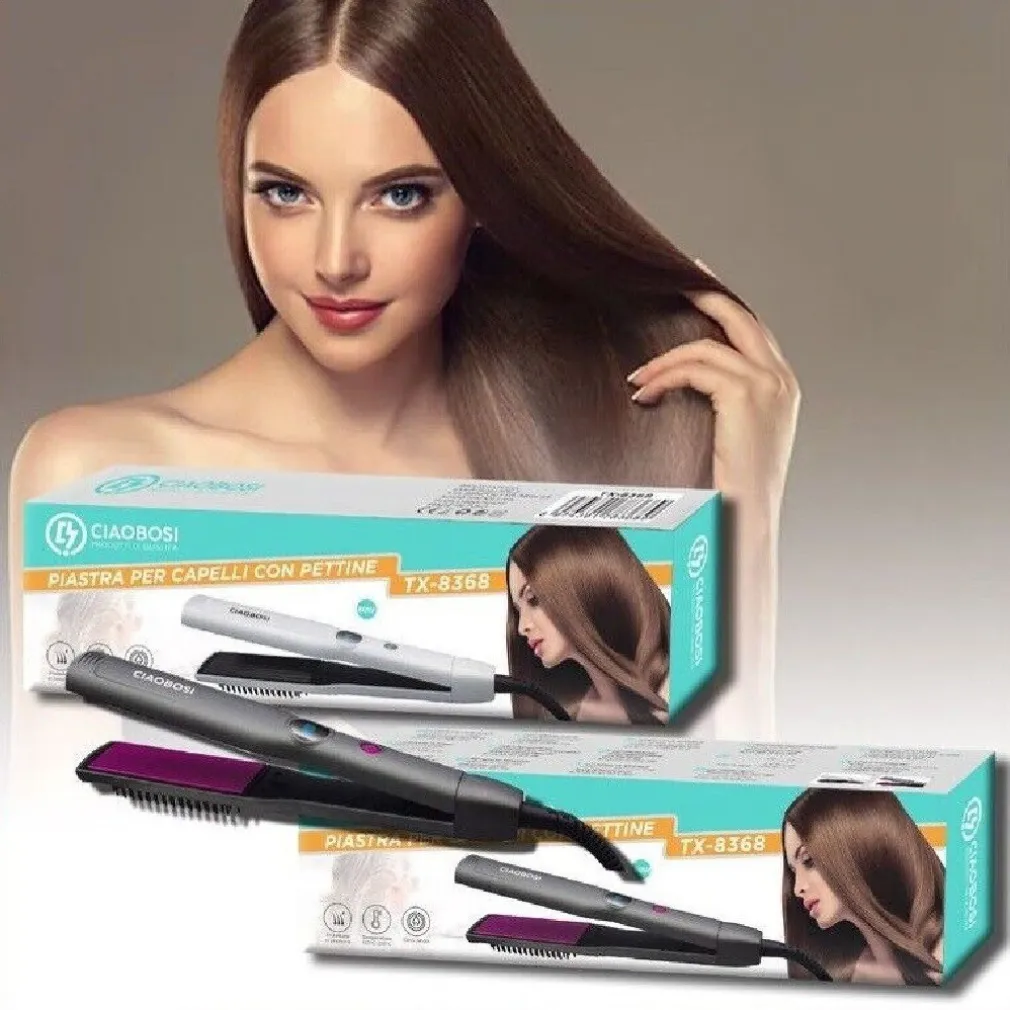 PIASTRA ELETTRICA PER CAPELLI LISCI MOSSI ONDULATI CON PETTINE 60 W PTC TX-8368