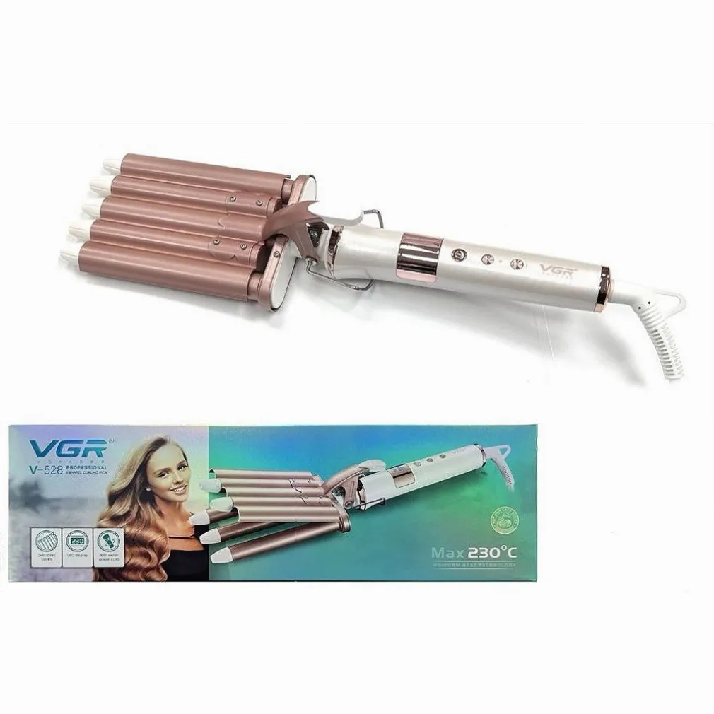 PIASTRA FERRO ARRICCIACAPELLI PROFESSIONALE CON 5 ONDE DA 18 MM MAX 230°C V-528