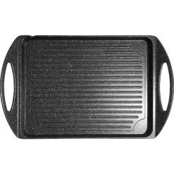 PIASTRA GRILL CON 2 MANICI FONDO A INDUZIONE 2 STRATI ANTIADERENTI CON SUPERFICIE RIGATA