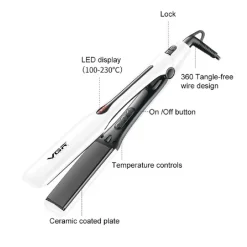 PIASTRA PER CAPELLI LISCIANTE PROFESSIONALE TEMPERATURA REGOLABILE 50W VGR V-556