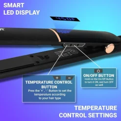 PIASTRA PER CAPELLI LISCIANTE DONNA 50W DISPLAY LED CON 7 TEMPERATURE VGR V-515