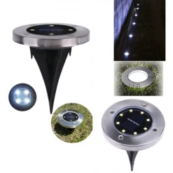 PICCHETTO SEGNAPASSO BIANCO FREDDO PANNELLO SOLARE LED WATERPROOF ILLUMINAZIONE