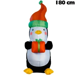 PINGUINO GONFIABILE NATALIZIO CON ILLUMINAZIONE A LED ALTEZZA 180 CM DECORAZIONI