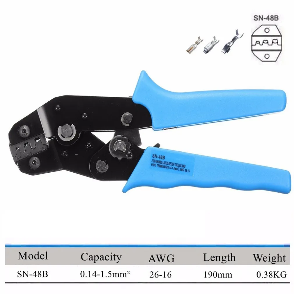 PINZA CRIMPATRICE PER TERMINALI AWG26-16 0.14-1.5 MM² CRIMPATURA SN-48B