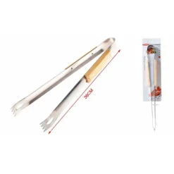 PINZA PER BARBECUE GRIGLIATE 36 CM CARNE PESCE VERDURE IN LEGNO ACCIAIO 2406329