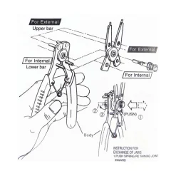 PINZA SEEGER PER FERMI APRI ANELLI ELASTICI INTERNI ESTERNI KIT SET 4 TESTE