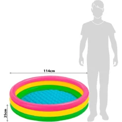 PISCINA 3 ANELLI GONFIABILE COLORE VERDE GIALLO FUCSIA 114 X 25 CM BAMBINI 57412