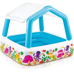 PISCINA ACQUARIO PARASOLE RIMOVIBILE MULTICOLORE GONFIABILE 157X157X122CM 57470