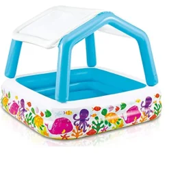 PISCINA ACQUARIO PARASOLE RIMOVIBILE MULTICOLORE GONFIABILE 157X157X122CM 57470
