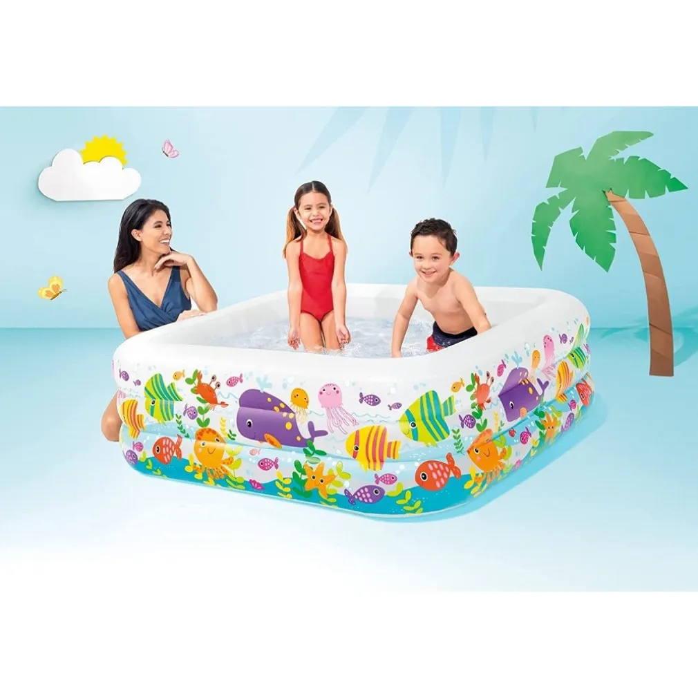 PISCINA ACQUARIO QUADRATA 159X159X50 CM PER BAMBINI 3+ ANNI 340 LT ESTATE 57471