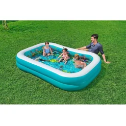 PISCINA AVVENTURA MARINA 3D 262X175X51CM RETTANGOLARE 2 ANELLI OCCHIALINI 3D 54177