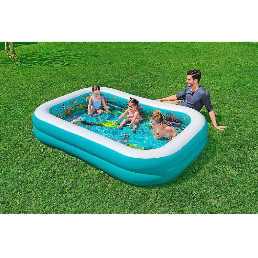 PISCINA AVVENTURA MARINA 3D 262X175X51CM RETTANGOLARE 2 ANELLI OCCHIALINI 3D 54177