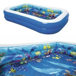 PISCINA AVVENTURA MARINA 3D 262X175X51CM RETTANGOLARE 2 ANELLI OCCHIALINI 3D 54177