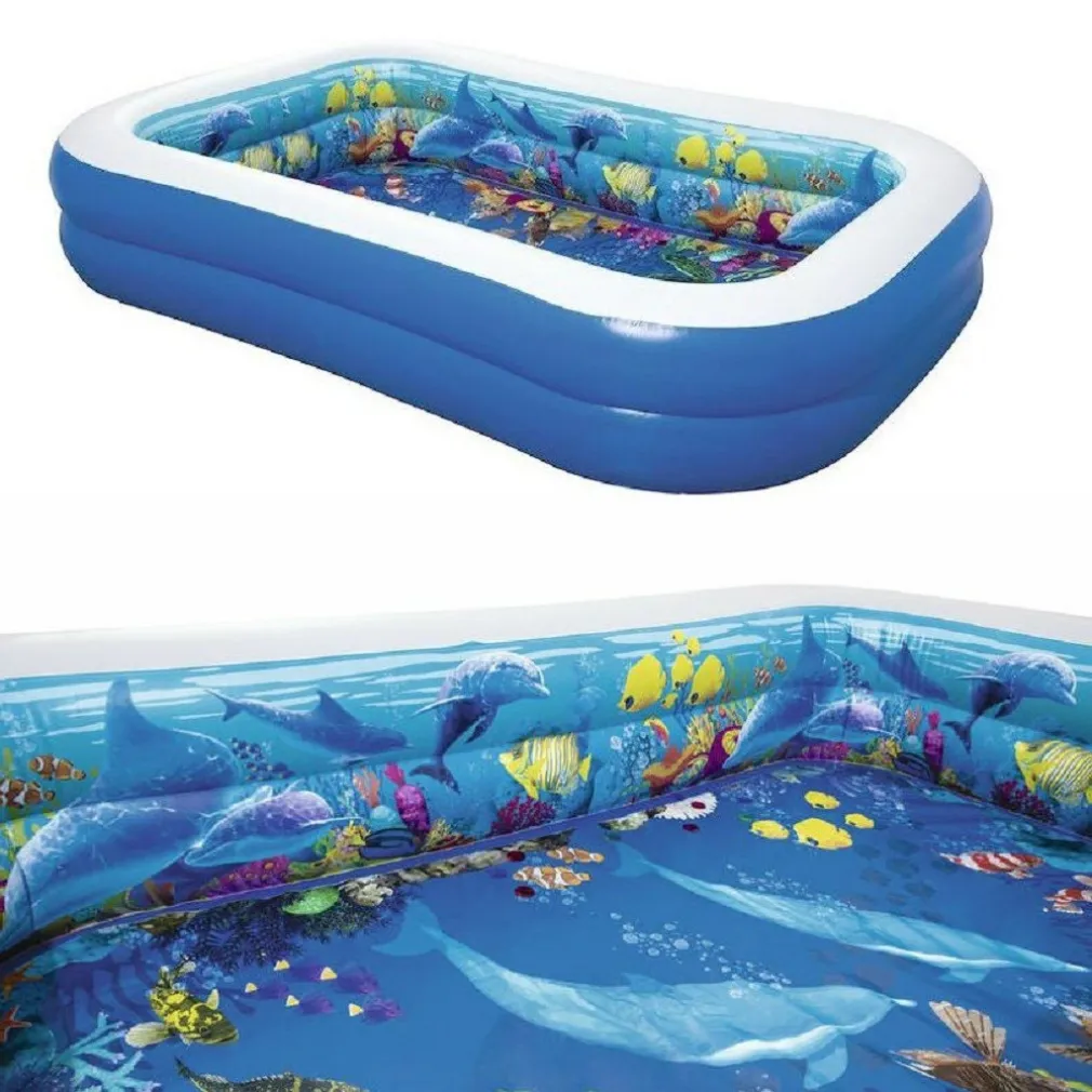 PISCINA AVVENTURA MARINA 3D 262X175X51CM RETTANGOLARE 2 ANELLI OCCHIALINI 3D 54177