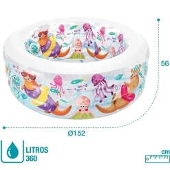 PISCINA BABY AQUARIUM GONFIABILE MULTICOLORE 152 X 56CM PER BAMBINI ESTATE 58480