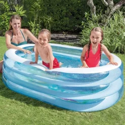 PISCINA BABY OVALE 3 ANELLI TRASPARENTE 163 X 107 X 46 CM PESCI SUL FONDO 57482