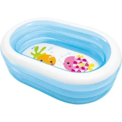 PISCINA BABY OVALE 3 ANELLI TRASPARENTE 163 X 107 X 46 CM PESCI SUL FONDO 57482