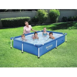 PISCINA CON BORDI RETTANGOLARE 1200 LT FUORI TERRA STEEL PRO 221X150X43CM 56401