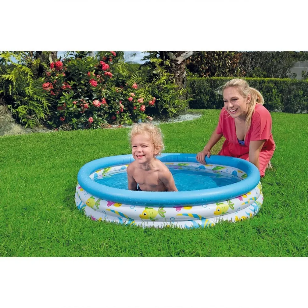 PISCINA CORAL KIDS A 3 ANELLI GONFIABILE ROTONDA 102X25CM BAMBINI GIARDINO 51008