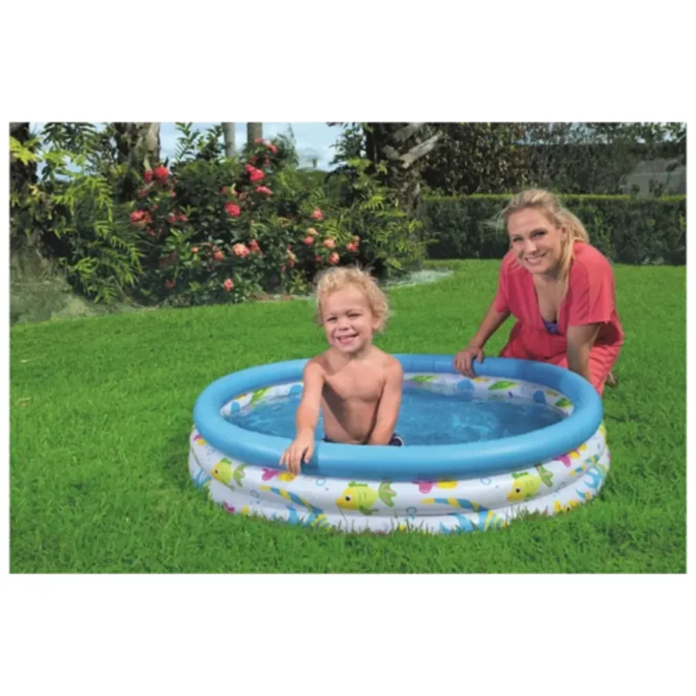 PISCINA CORAL KIDS A 3 ANELLI GONFIABILE ROTONDA 102X25CM BAMBINI GIARDINO 51008
