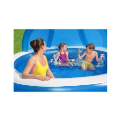 PISCINA FAMILIARE 241X241X140 CM GONFIABILE ROTONDA CON TETTUCCIO SEDUTA 54337