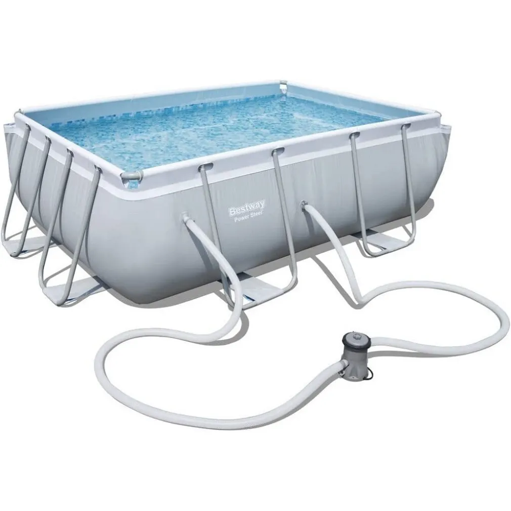 PISCINA FUORI TERRA RETTANGOLARE POWER STEEL 282X196X84CM POMPA FILTRAGGIO 56629