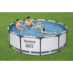 PISCINA FUORI TERRA ROTONDA STEEL PRO MAX 366X100 CM 9150LT POMPA SCALETTA 56418