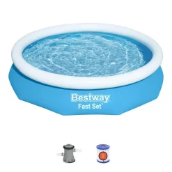 PISCINA FUORI TERRA TONDA GONFIABILE FAST SET 305X66CM CON POMPA FILTRO CARTUCCIA 57458
