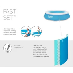 PISCINA FUORI TERRA TONDA GONFIABILE FAST SET 305X66CM CON POMPA FILTRO CARTUCCIA 57458