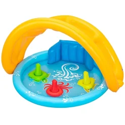 PISCINA GIOCO GONFIABILE LIL SEASHAPES CON SCHIENALE TETTO BIMBI +6 MESI GIARDINO 52568
