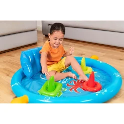 PISCINA GIOCO GONFIABILE LIL SEASHAPES CON SCHIENALE TETTO BIMBI +6 MESI GIARDINO 52568