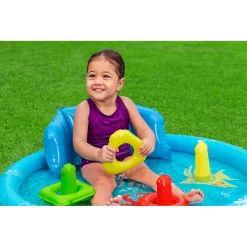 PISCINA GIOCO GONFIABILE LIL SEASHAPES CON SCHIENALE TETTO BIMBI +6 MESI GIARDINO 52568