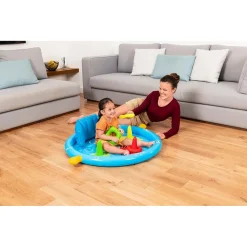 PISCINA GIOCO GONFIABILE LIL SEASHAPES CON SCHIENALE TETTO BIMBI +6 MESI GIARDINO 52568