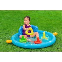 PISCINA GIOCO GONFIABILE LIL SEASHAPES CON SCHIENALE TETTO BIMBI +6 MESI GIARDINO 52568