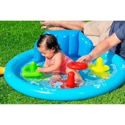 PISCINA GIOCO GONFIABILE LIL SEASHAPES CON SCHIENALE TETTO BIMBI +6 MESI GIARDINO 52568