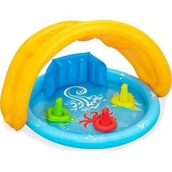 PISCINA GIOCO GONFIABILE LIL SEASHAPES CON SCHIENALE TETTO BIMBI +6 MESI GIARDINO 52568