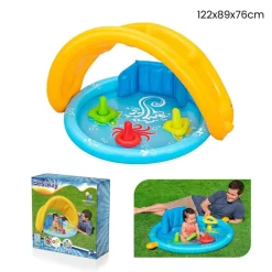 PISCINA GIOCO GONFIABILE LIL SEASHAPES CON SCHIENALE TETTO BIMBI +6 MESI GIARDINO 52568