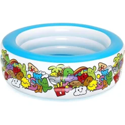 PISCINA GONFIABILE 3 ANELLI PER BAMBINI CON PERSONAGGI FRUTTI PIANTE 152X51CM 016156
