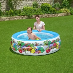 PISCINA GONFIABILE 3 ANELLI PER BAMBINI CON PERSONAGGI FRUTTI PIANTE 152X51CM 016156