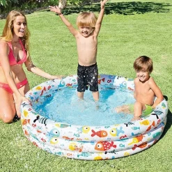 PISCINA GONFIABILE 3 ANELLI Ø132XH.28 CM CON ANIMALI MARINI ESTATE BAMBINI 59431