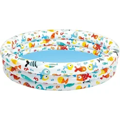PISCINA GONFIABILE 3 ANELLI Ø132XH.28 CM CON ANIMALI MARINI ESTATE BAMBINI 59431