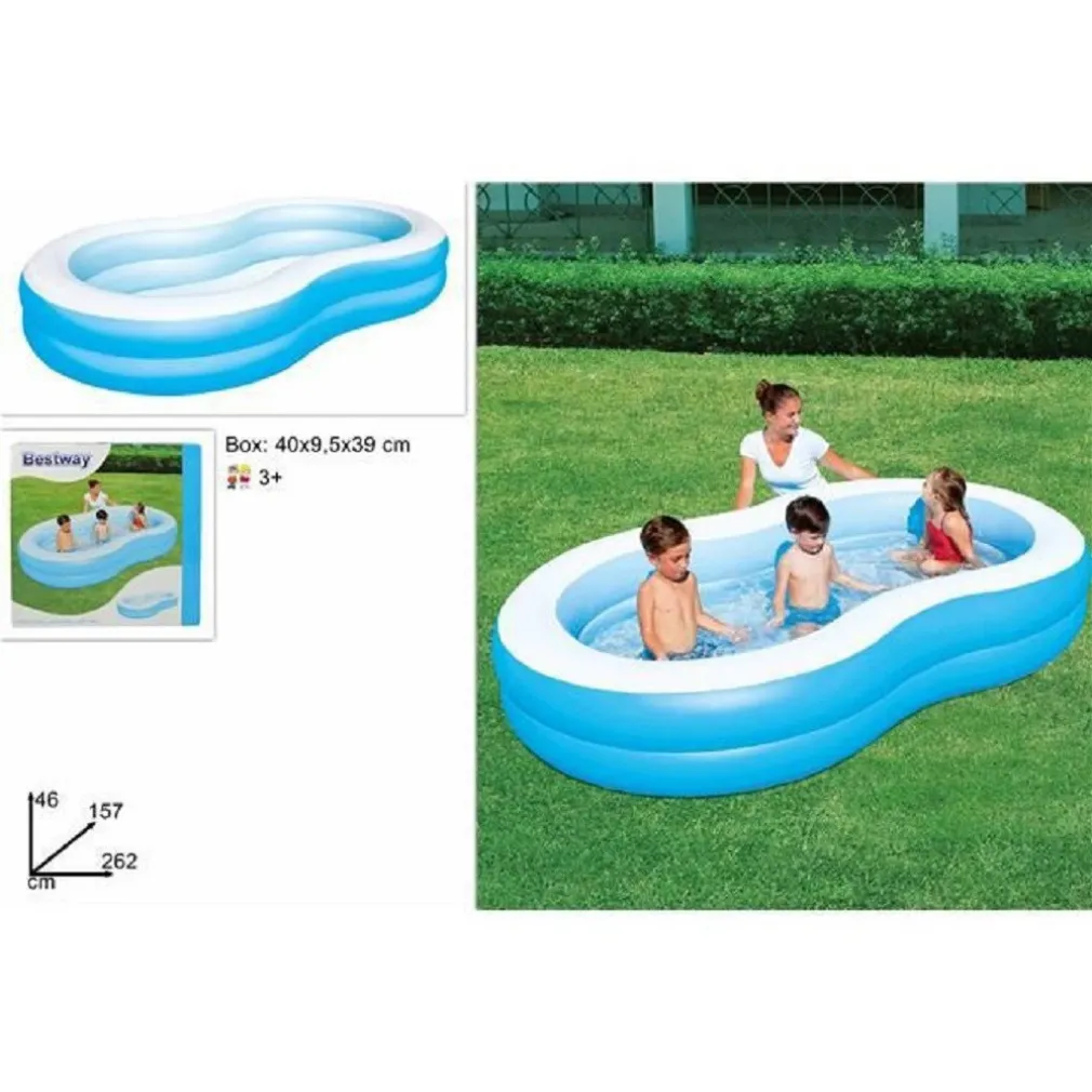 PISCINA GONFIABILE A OTTO PER FAMIGLIE A 2 ANELLI GONFIABILI 262X157X46 CM 54117