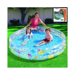 PISCINA GONFIABILE ACQUARIO 3 ANELLI 183 X 33 CM ROTONDA GIARDINO FUORI TERRA