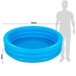 PISCINA GONFIABILE CRYSTAL BLU GRANDE 3 ANELLI 168 X 38 CM ESTATE BAMBINI 58446